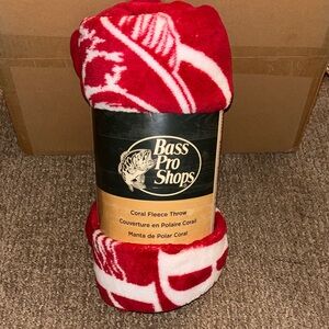 Bass Pro Shops Red and White Coral Fleece Blanket